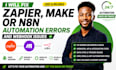 fix zapier, make com or n8n automation errors, bugs and webhook issues in 24 hrs