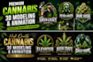 make cinematic 3d cannabis weed  packaging and labeldesign, modeling  animation