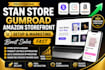 setup stan store, gumroad promotion, amazon storefront and marketing
