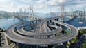 design 3d bridge, construction site, pedestrians street, road model with render