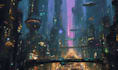 create a cyberpunk futuristic city