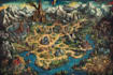 draw a fantasy map with digital watercolours