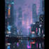 design a futuristic cyberpunk city environment