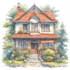 watercolor paint a house portrait