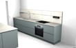 kitchen layout planning with appliance and utility positioning