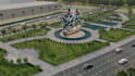 develop urban park masterplan,community recreational, aerial landscape rendering