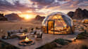 design luxury geodesic dome glamping resort with realistic 3d rendering