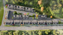 republish residential suburban develop, townhouse community, landscape site plan