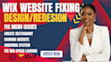 redesign wix website, fix menu issues and create restaurant booking system