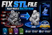 fix stl file repair mesh errors and make model print ready for 3d printing