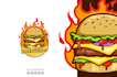 design awesome creative burger logo with express deliver
