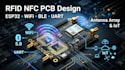 design multi channel rfid nfc pcb, antenna array, esp32 iot uart wifi ble rsp
