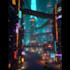 design a futuristic cyberpunk city environment