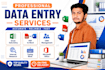 do excel word CRM data entry and web research professionlly