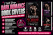 create steamy dark romance book cover design with custom typography