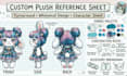 create custom plush reference sheet with turnaround and kawaii character design