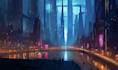 illustrate a cyberpunk city illustrations
