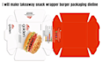make takeaway snack wrapper burger packaging dieline packaging design