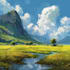 paint professional landscape concept art in painterly style