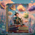 illustrate cartoon sci fi book cover art
