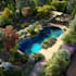 backyard landscape design, pool, garden as a landscape