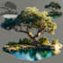 add leaves to trees, add basic landscape, add full landscape, add pool