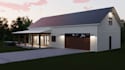 design 3d modern farmhouse, rustic barn house, barndominium rendering
