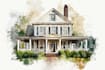 custom digital watercolor house