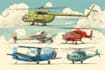 draw helicopter , airplane , aircraft , into vector style
