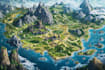 fantasy city map illustration