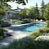 design landscape, terrace, backyard, pool, and patio