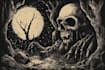 make dark art, concepts, linocut or woodcut illustrations
