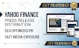 do yahoo finance press release distribution and PR writing