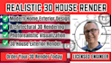 create realistic 3d house exterior render and architectural visualization