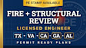 review structural plans and provide pe stamp as licensed civil engineer in ca,tx