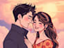 draw custom couple portrait illustration with outfit change