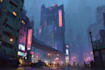 make cyberpunk city illustrations