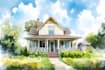 a watercolor house portrait