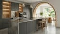 create shaker cabinet island kitchen archviz in prokitchen perspective view