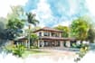 draw house illustration watercolor style