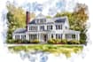 digital watercolor house portrait
