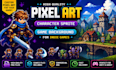 draw pixel art character sprite and game background for indie games