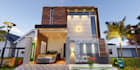 design luxury villa exterior elevation with 3d architectural visualization