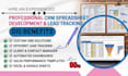 develop crm spreadsheet, client manager, lead tracking, sales log template