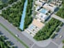 model 3d modern civic campus, mixed use space site development, landscape render