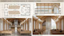 create modern church interior design with 2d and 3d render