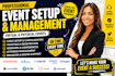 setup and manage webniar on eventbrite whova, eventzilla and cvent virtual event
