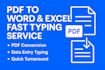 pdf to word excel and handwritten typing
