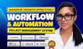 setup workflows automations on monday crm, trello clickup asana make integration