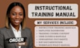 create instruction training manual employee handbook training course, user guide